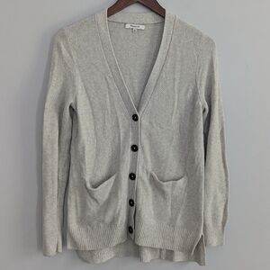 Women's Madewell Cardigan XS Grey Sweater Cotton Blend Boyfriend Style